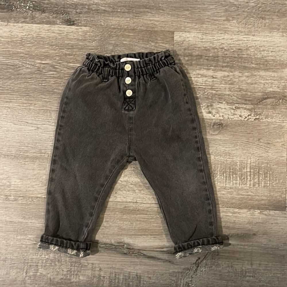 Zara Kids High Waisted Jeans - Flower Print Inside, Girls